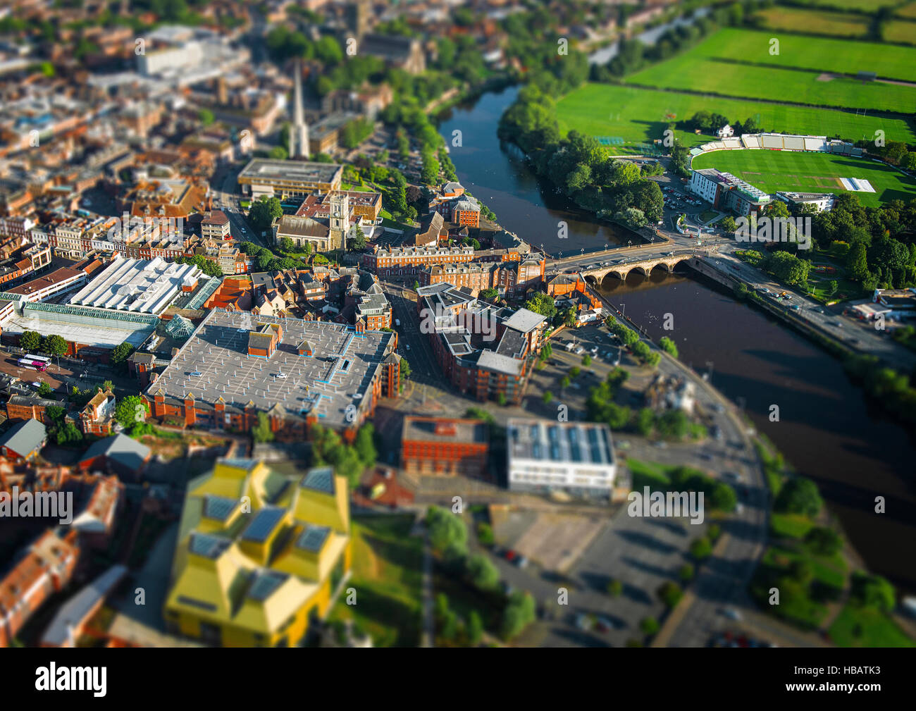 Aerial view River Severn, Worcester, England, UK Stock Photo Alamy