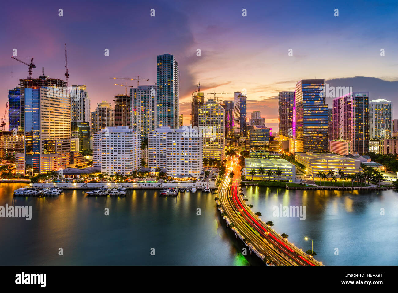 Miami, Florida, USA skyline on Biscayne Bay. Stock Photo