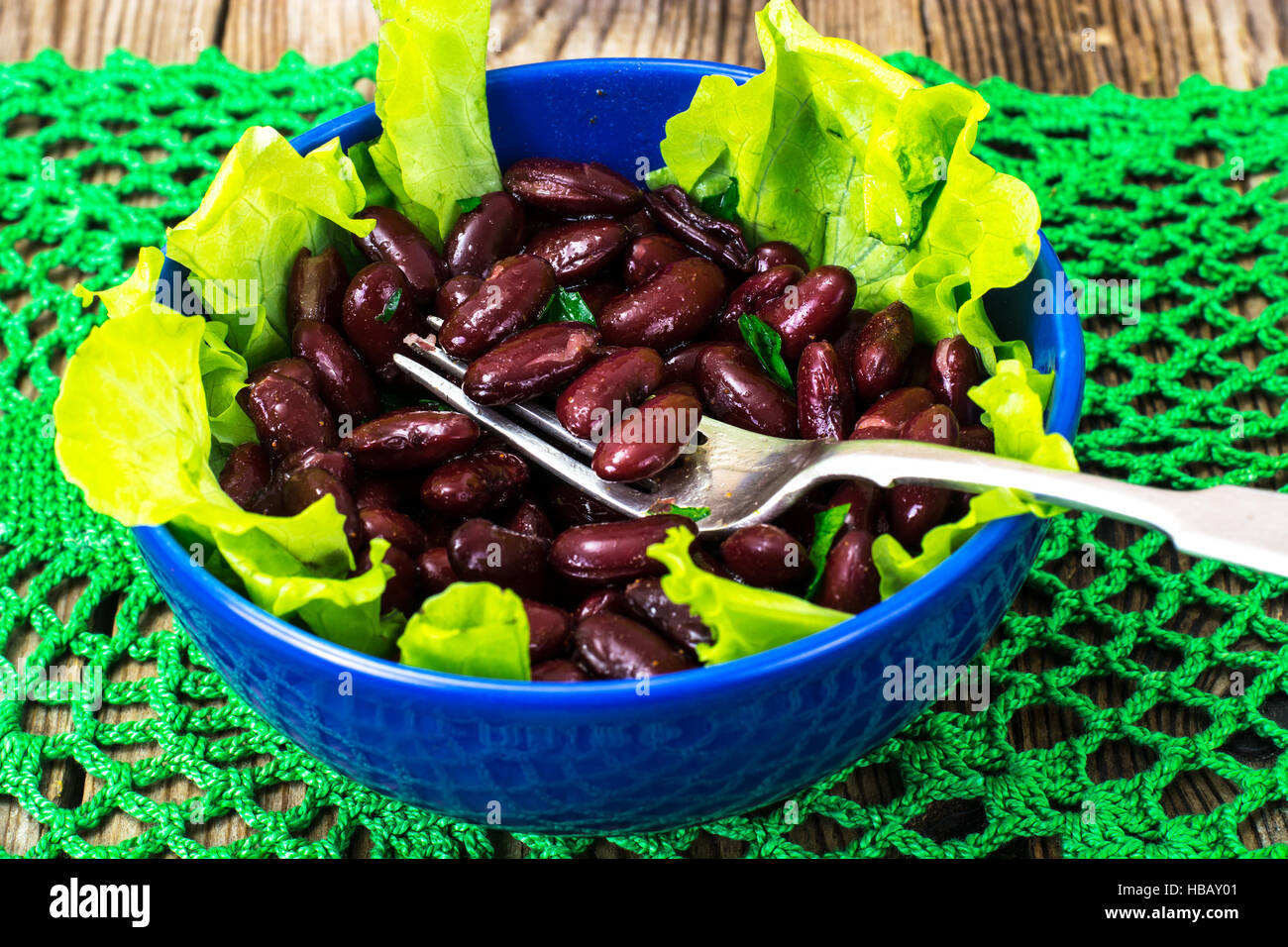 Salad with lettuce and beans Stock Photo Alamy