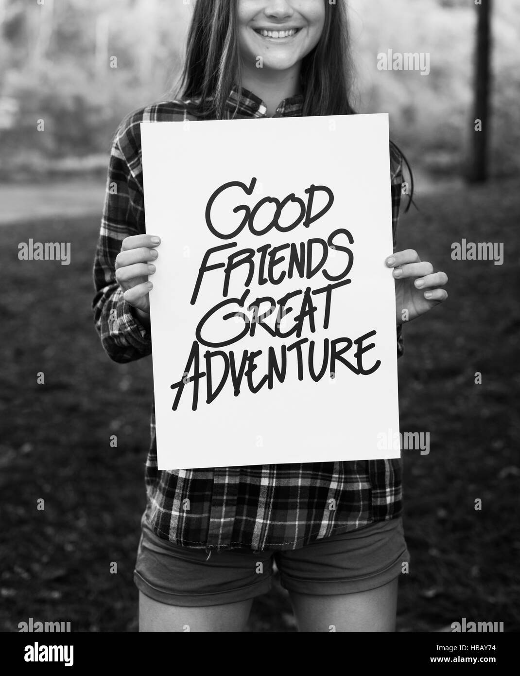 Good Friends Great Adventure Recreation Park Concept Stock Photo