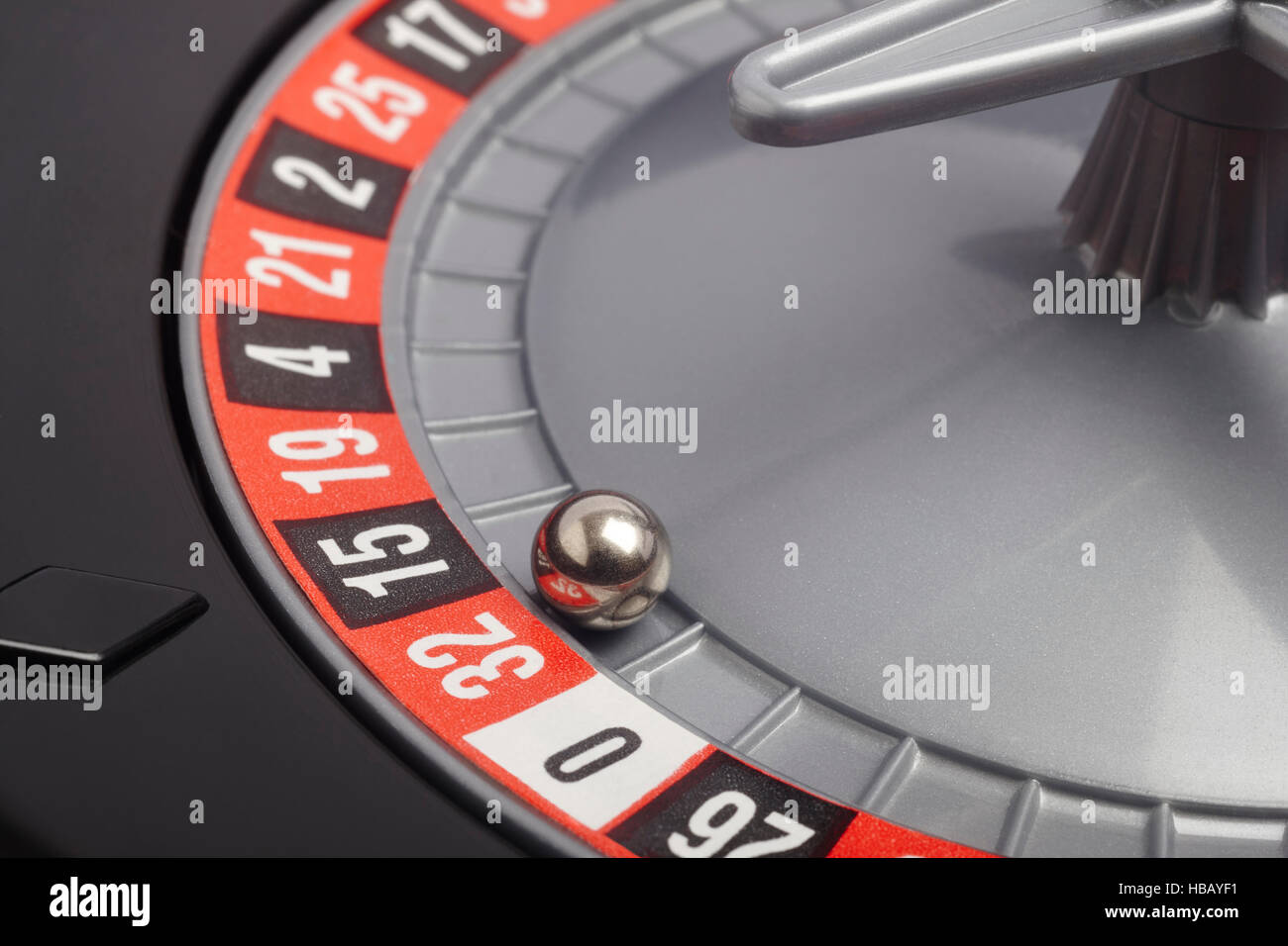 Casino roulette detail with ball in number thirty-two. Gambling. Horizontal Stock Photo