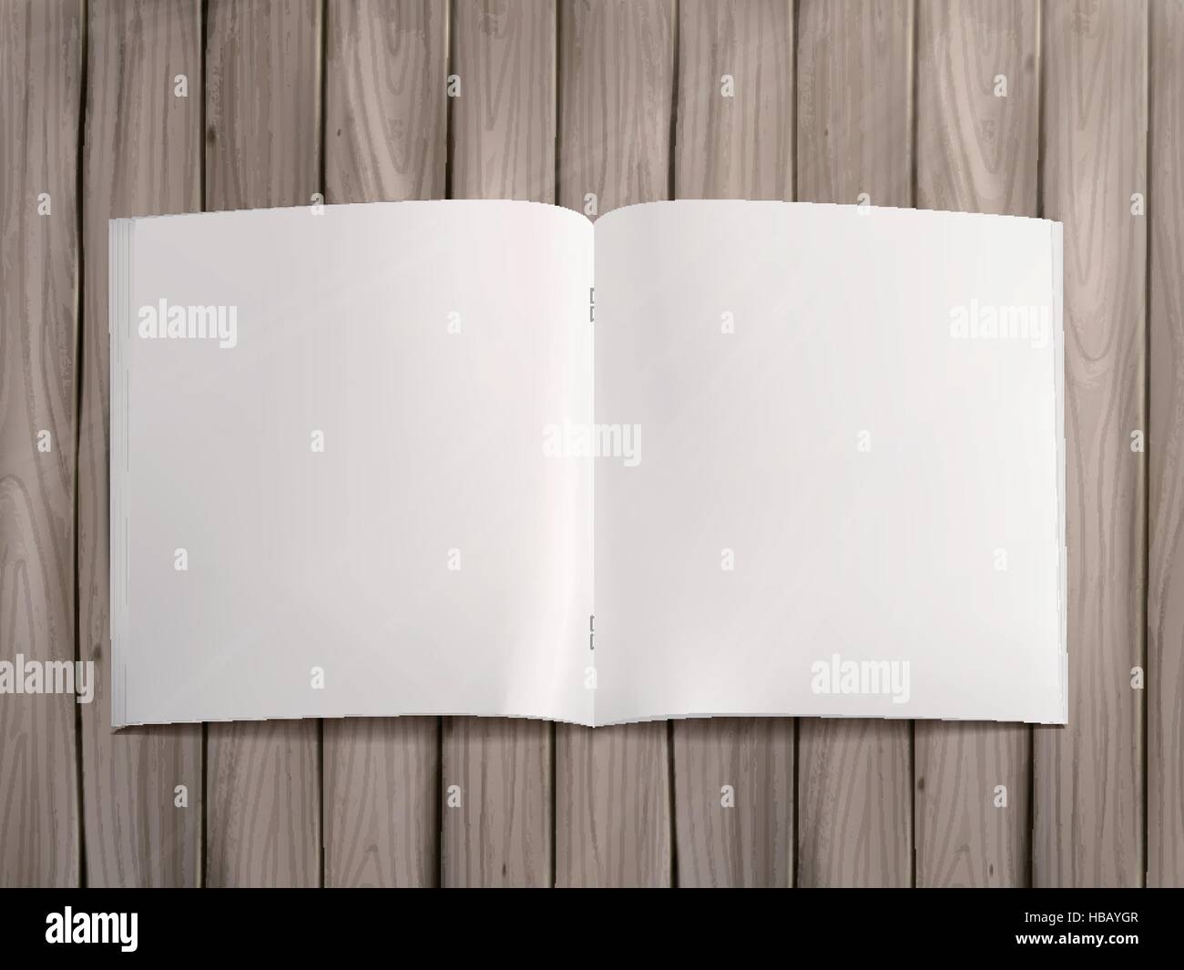 Blank Open Book Template Isolated On Wooden Background Stock Vector ...