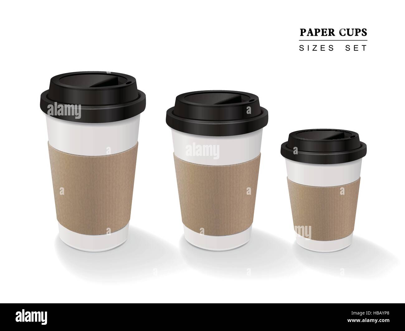 paper coffee cups set isolated on white background Stock Vector Image ...