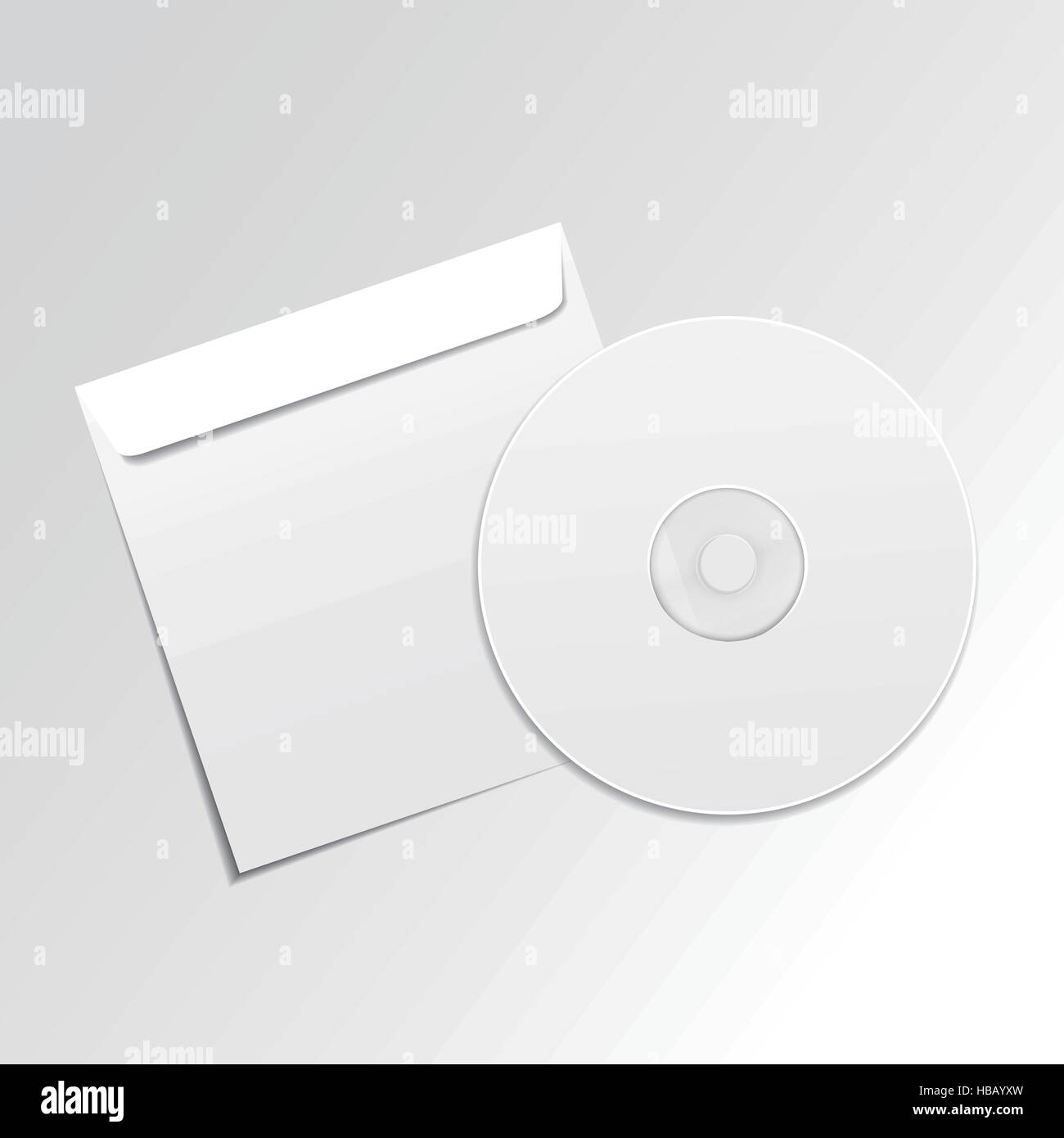 blank white compact disk with cover isolated on grey Stock Vector