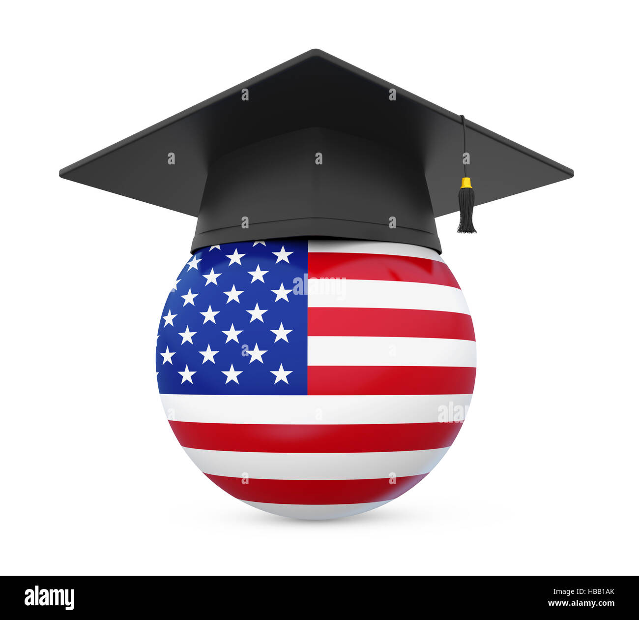 Graduation Cap with United States Flag Stock Photo