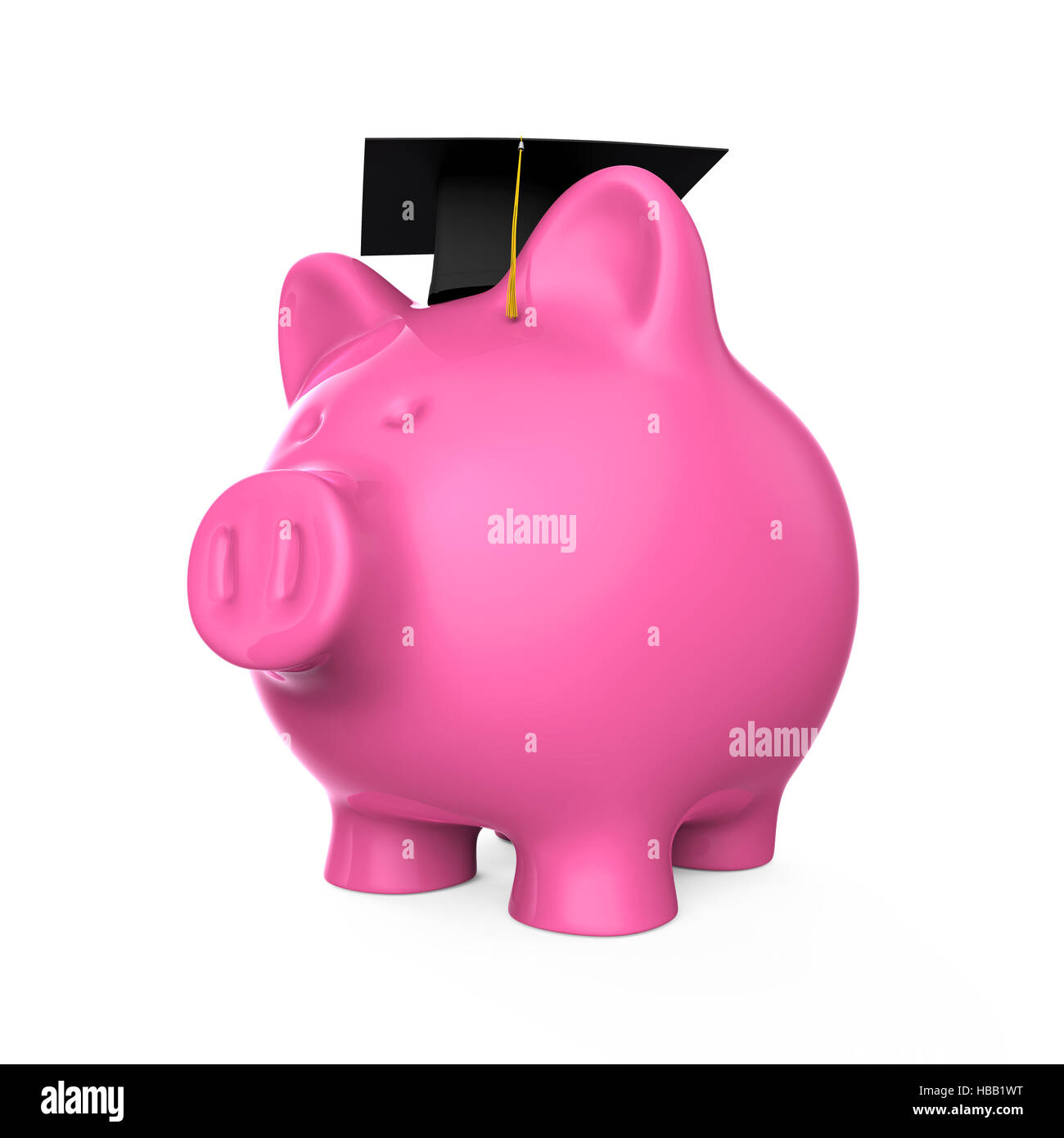 Piggy Bank with Graduation Cap Stock Photo