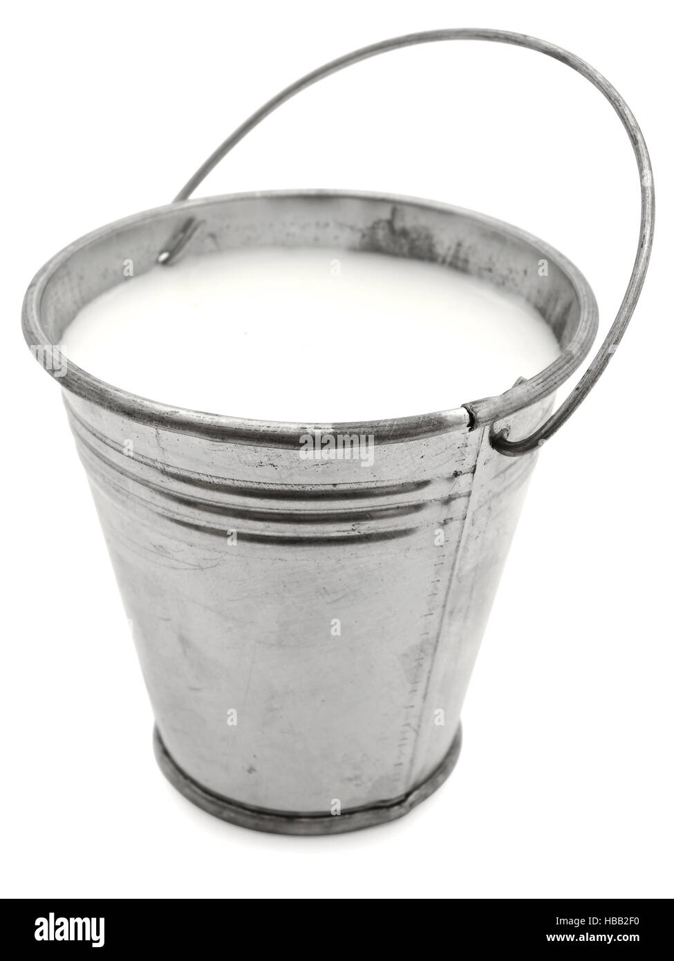 Bucket With Milk Stock Photo Alamy