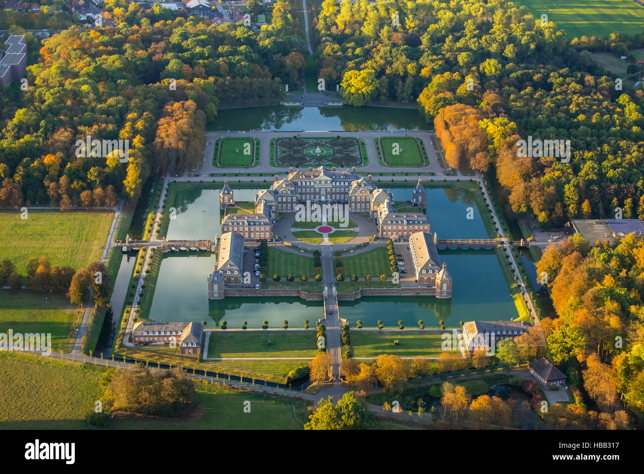 Aerial View Baroque Castle Schloss Nordkirchen In Autumn