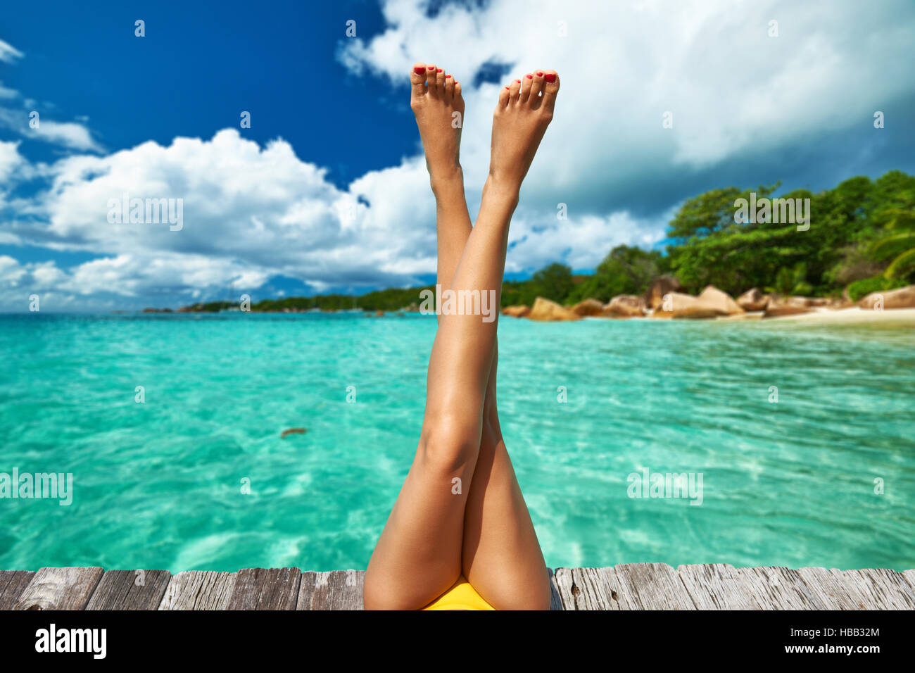Beach bikini woman sunbath hi-res stock photography and images - Alamy