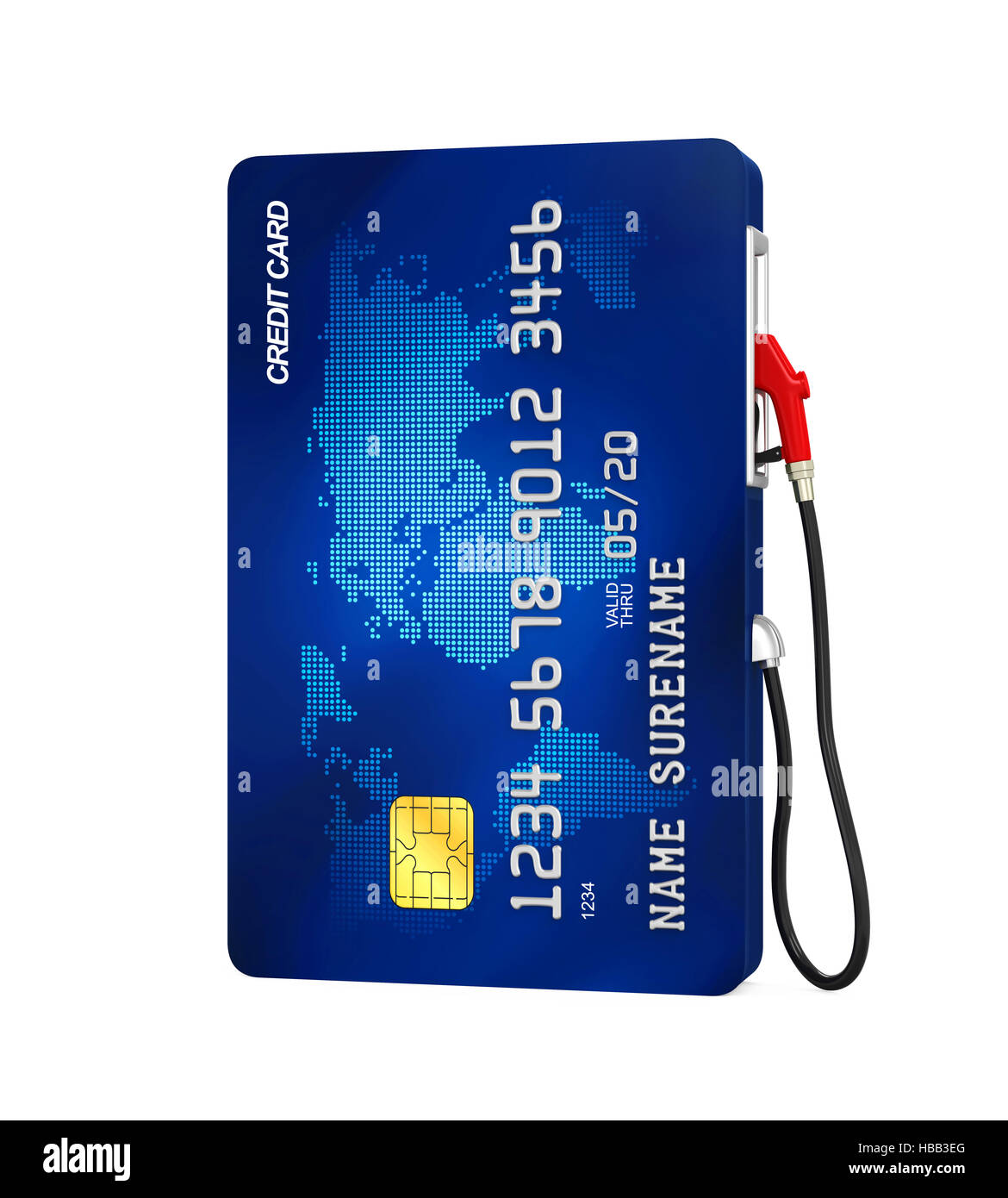 Credit Card and Gas Pump Nozzle Stock Photo