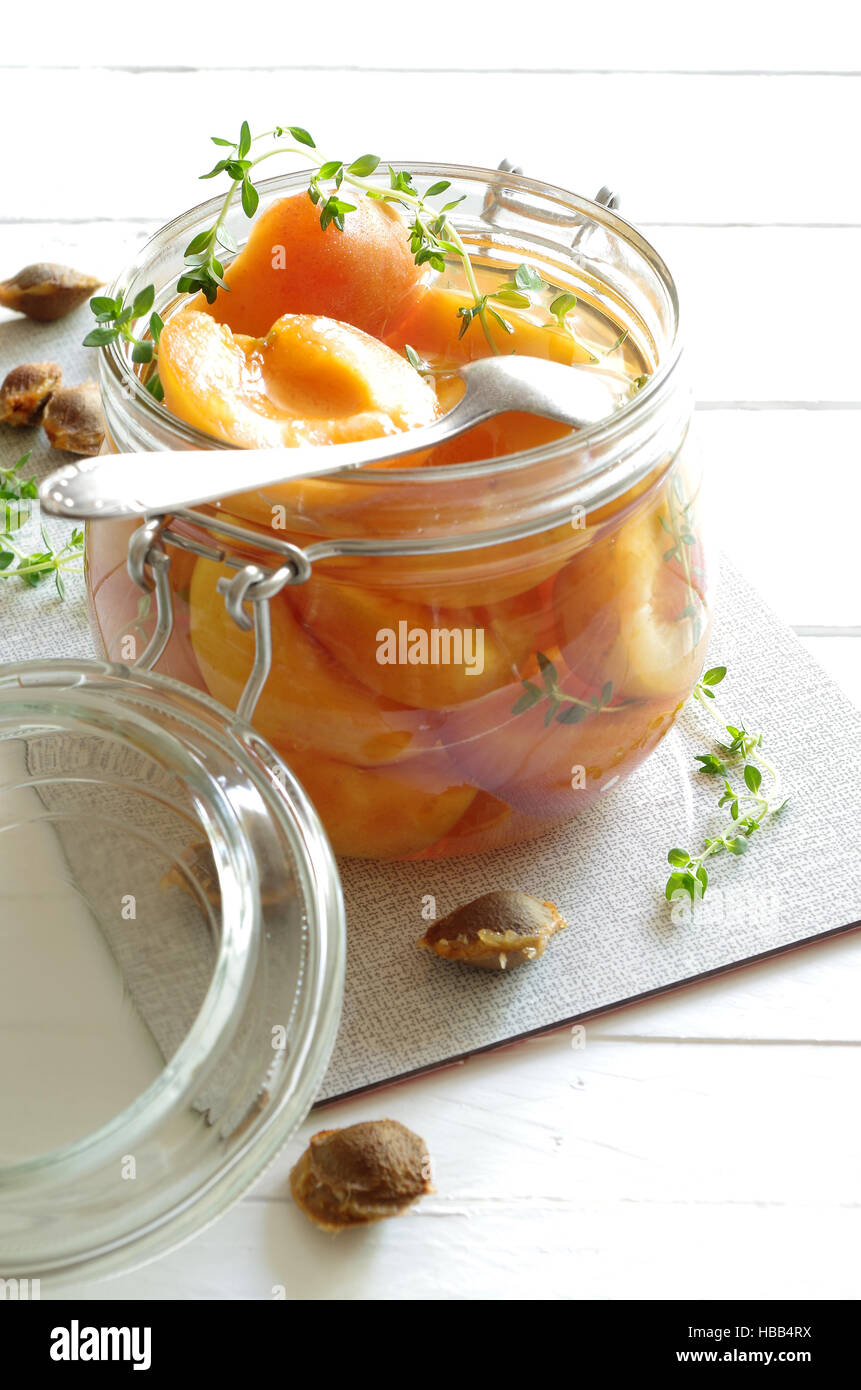 stewed apricot with thyme Stock Photo