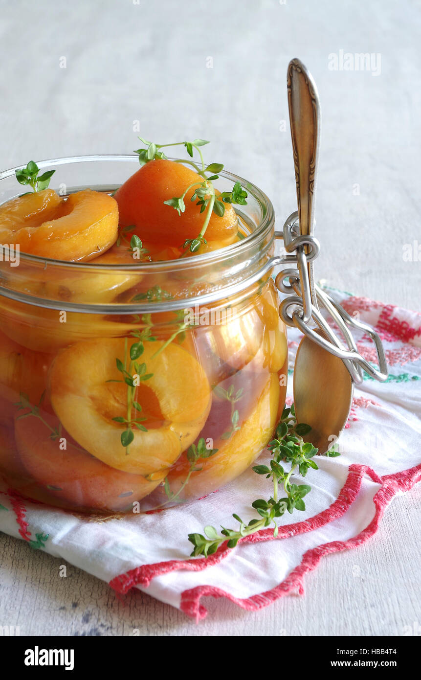stewed apricot with thyme Stock Photo