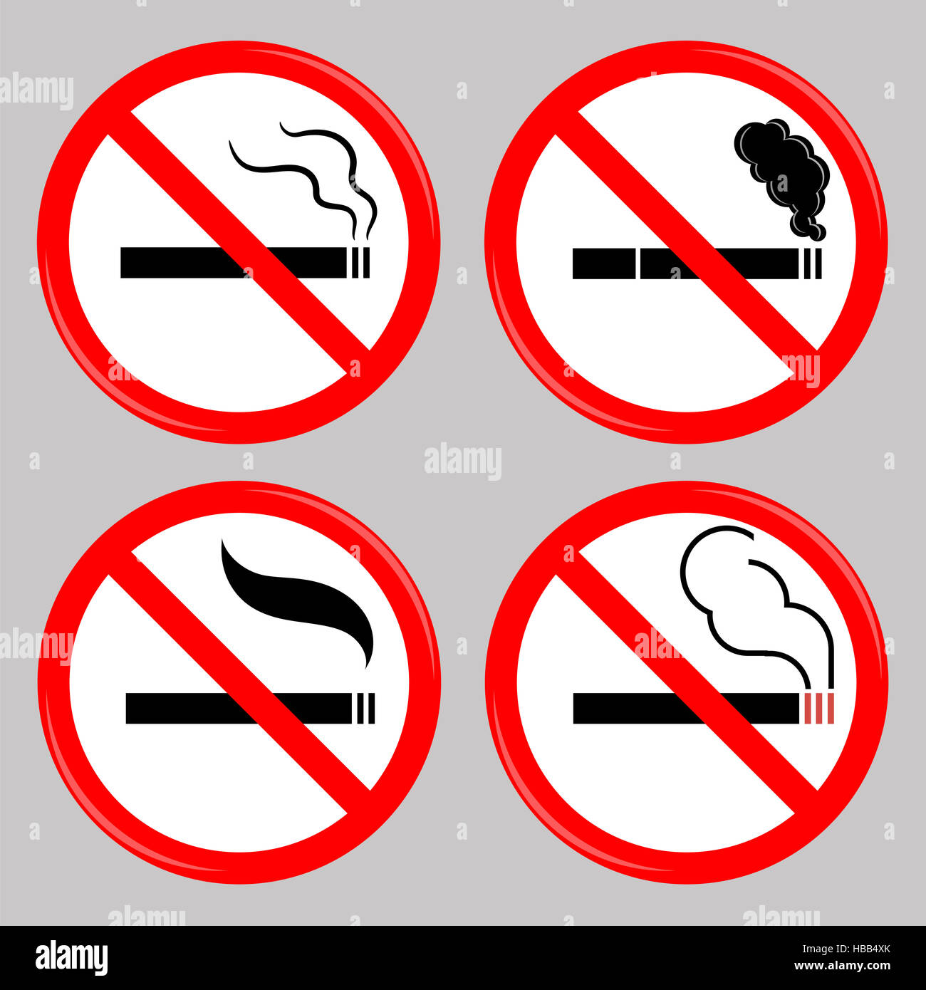 No Smoking, Cigarette Prohibited Symbols Stock Photo