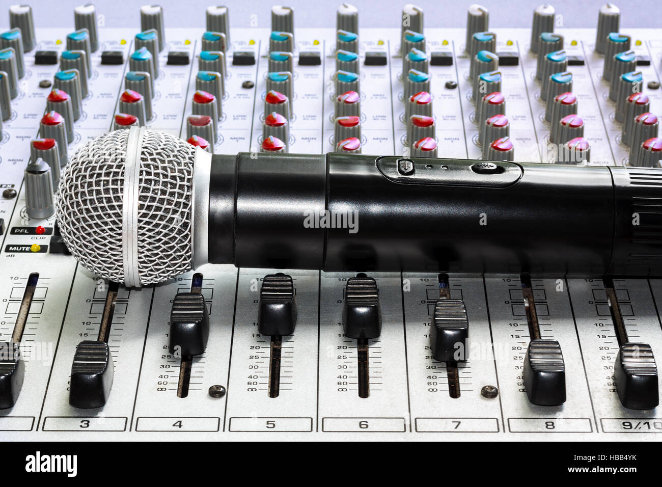 Mixer and microphone Stock Photo Alamy