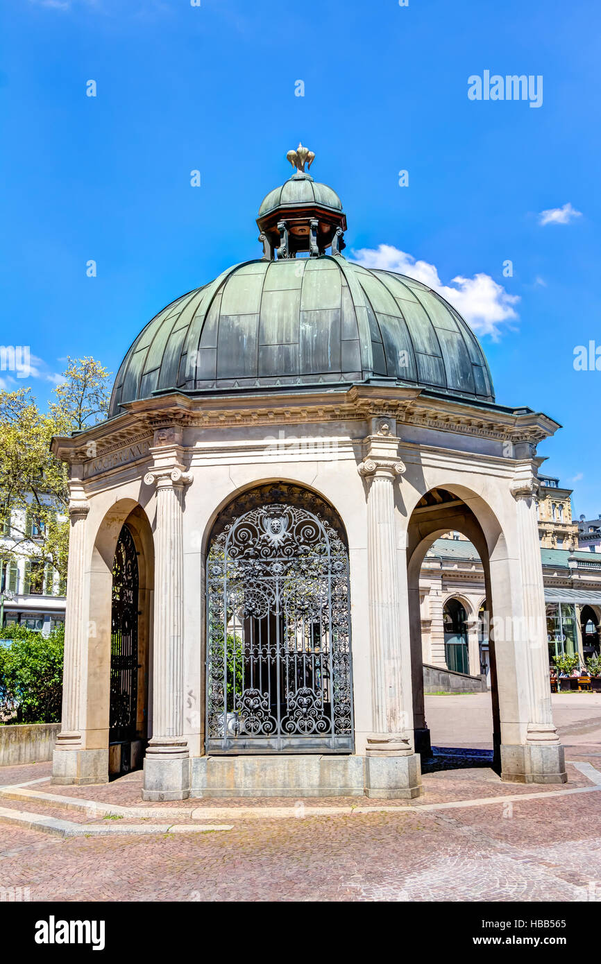 Historic boil fountain in Wiesbaden Stock Photo