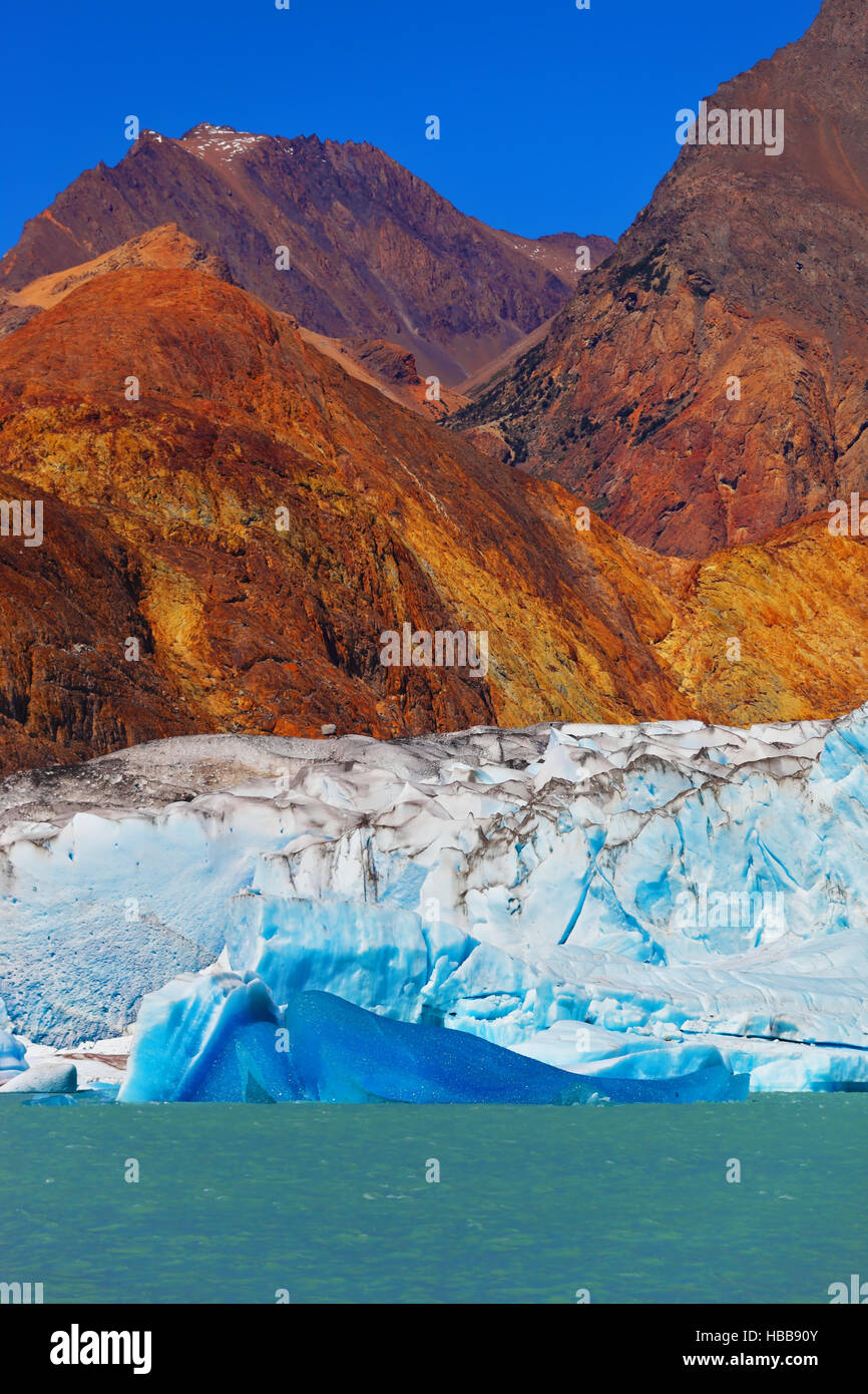 The huge blue-white glacier Stock Photo