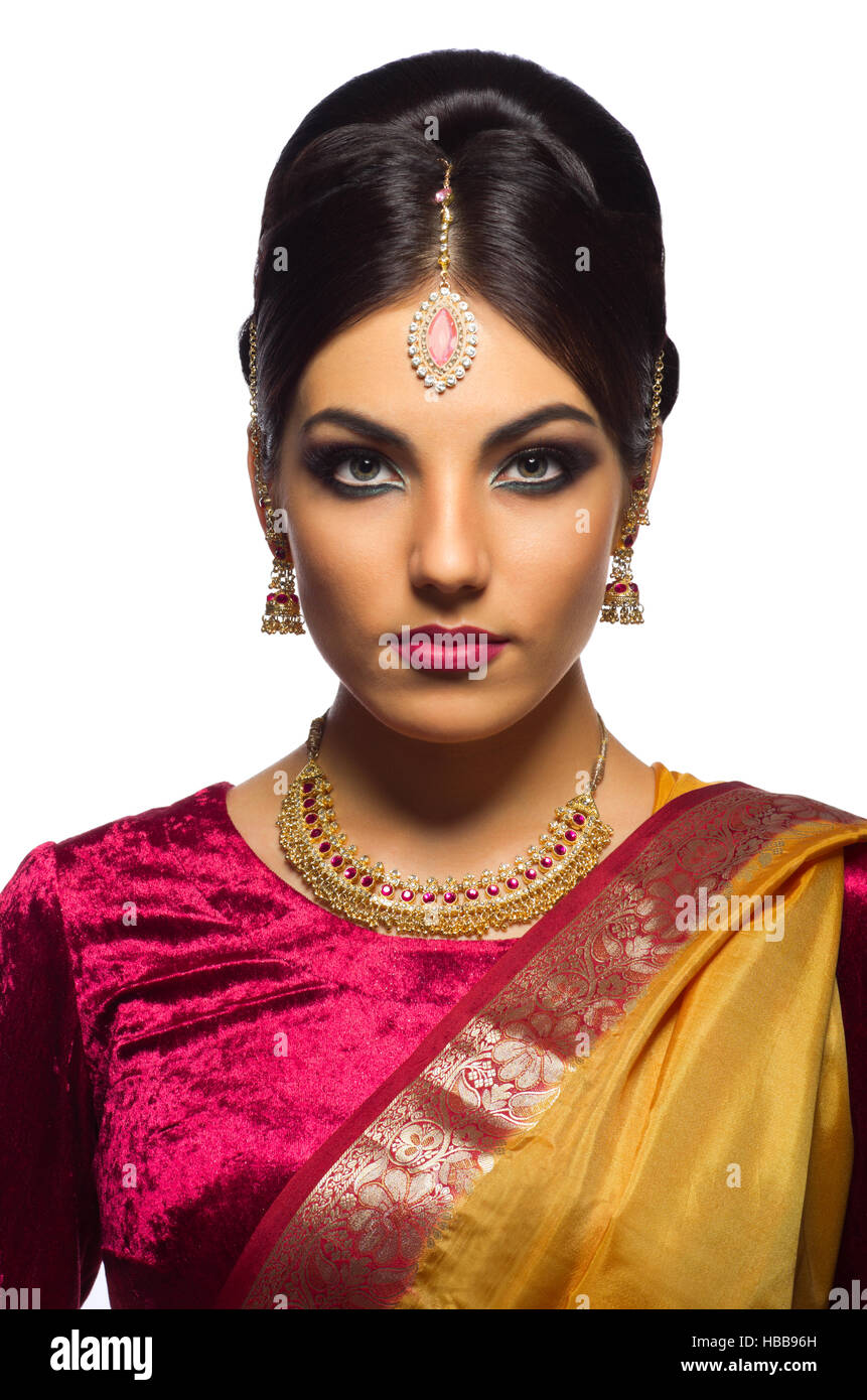 Indian woman isolated on white Stock Photo - Alamy