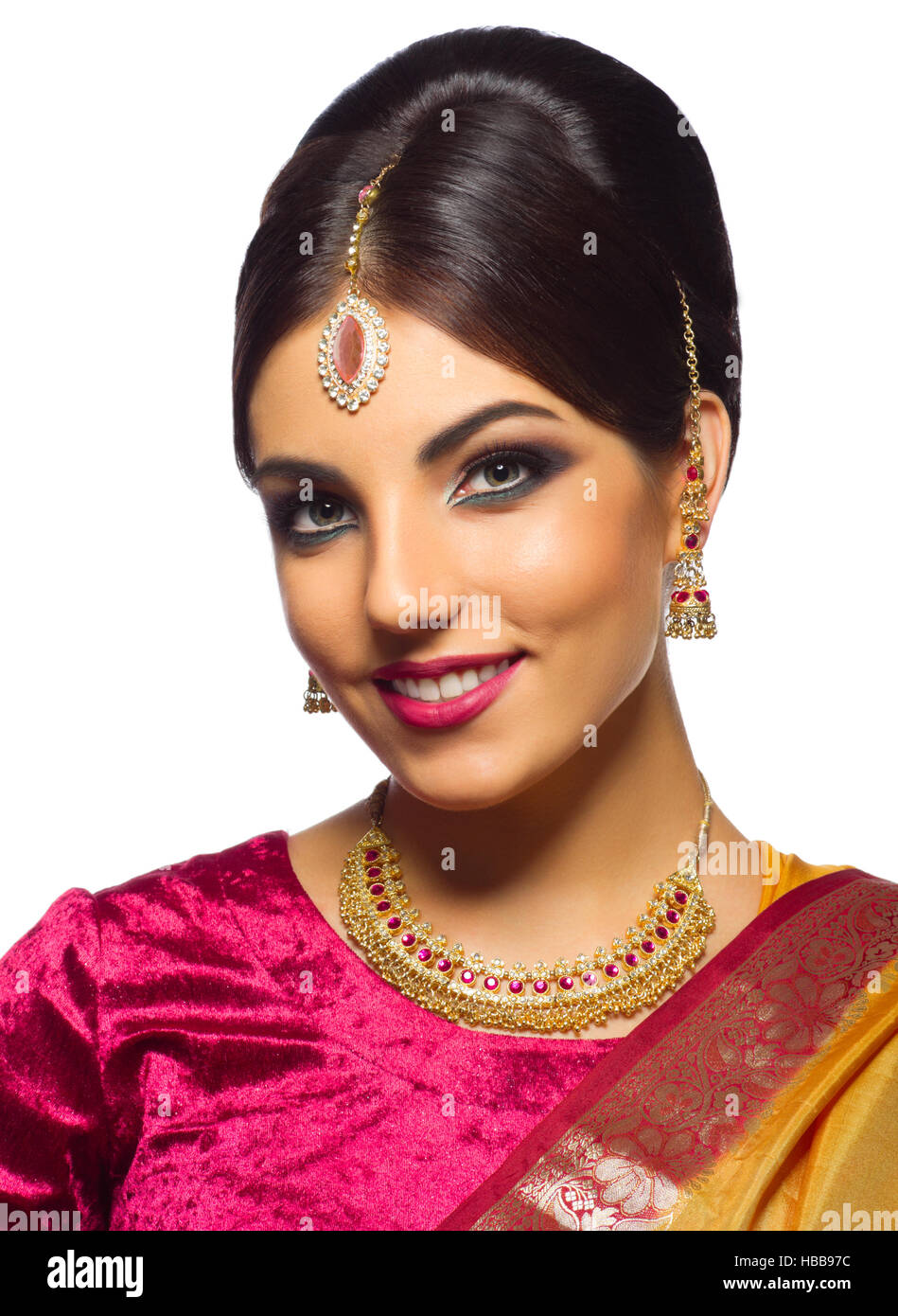 Indian woman isolated on white Stock Photo - Alamy