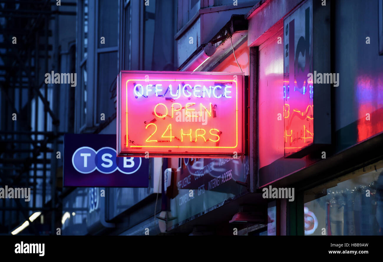 Off Licence selling alcoholic drink open 24 hours a day in Brighton UK