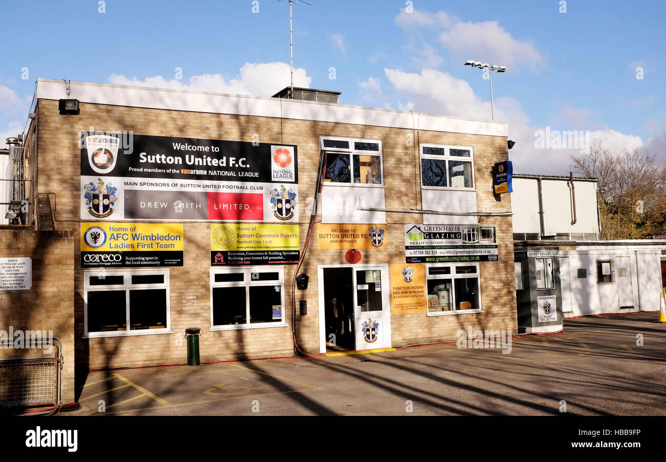 Sutton United FC ground in Gander Green Lane Sutton Surrey UK Stock