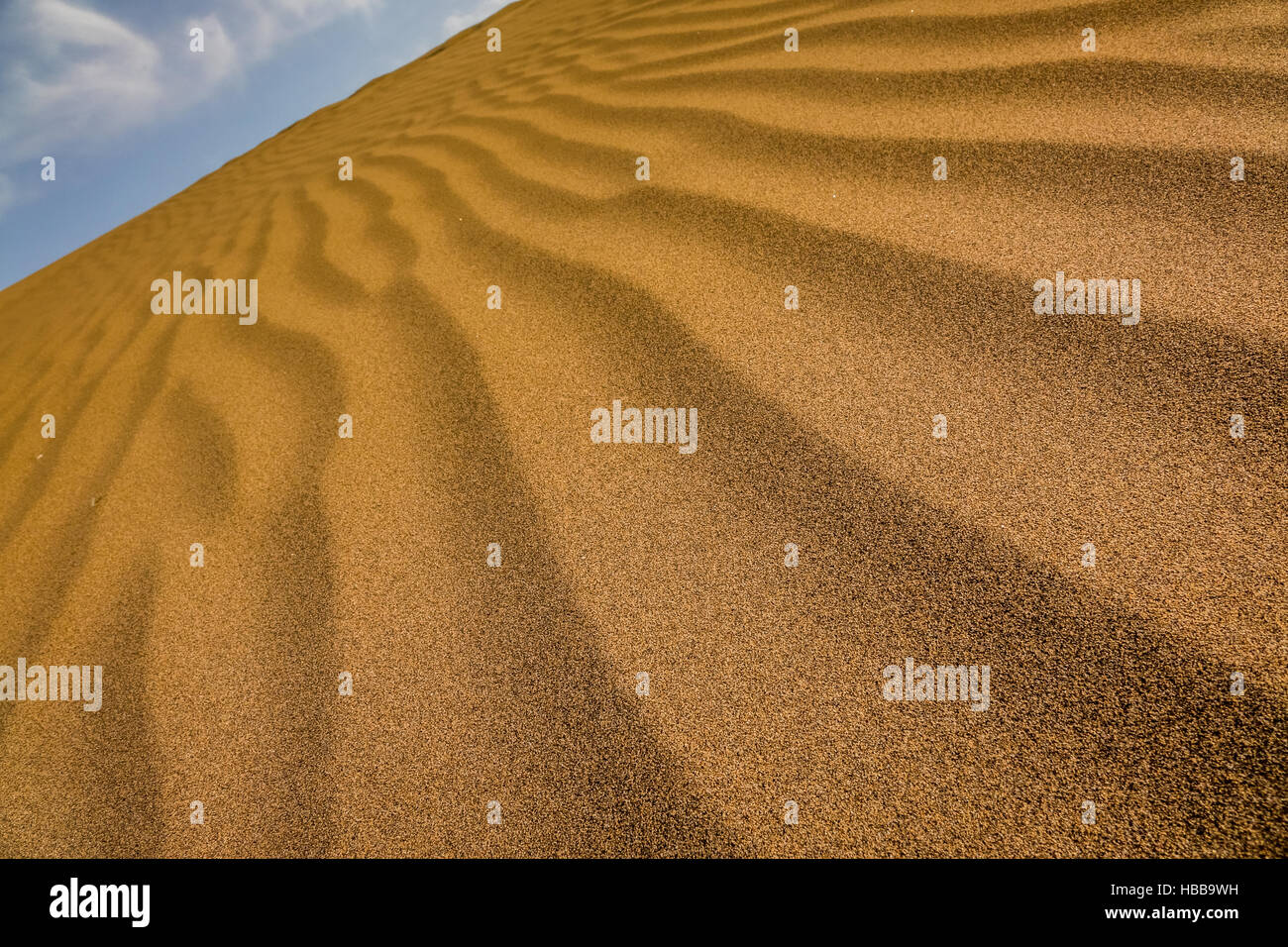 Close up of the stunning sand dunes in the Natural Reserve of Dunes of Maspaloma in Gran Canaria Stock Photo