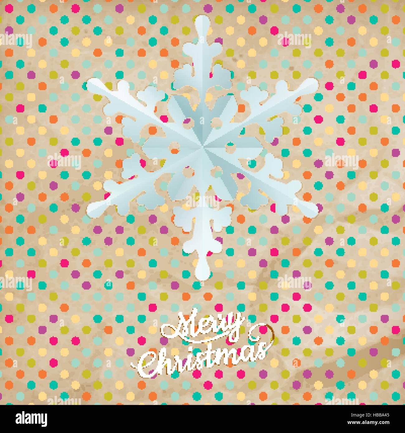 Christmas polka dot card with snowflake. EPS 10 Stock Vector