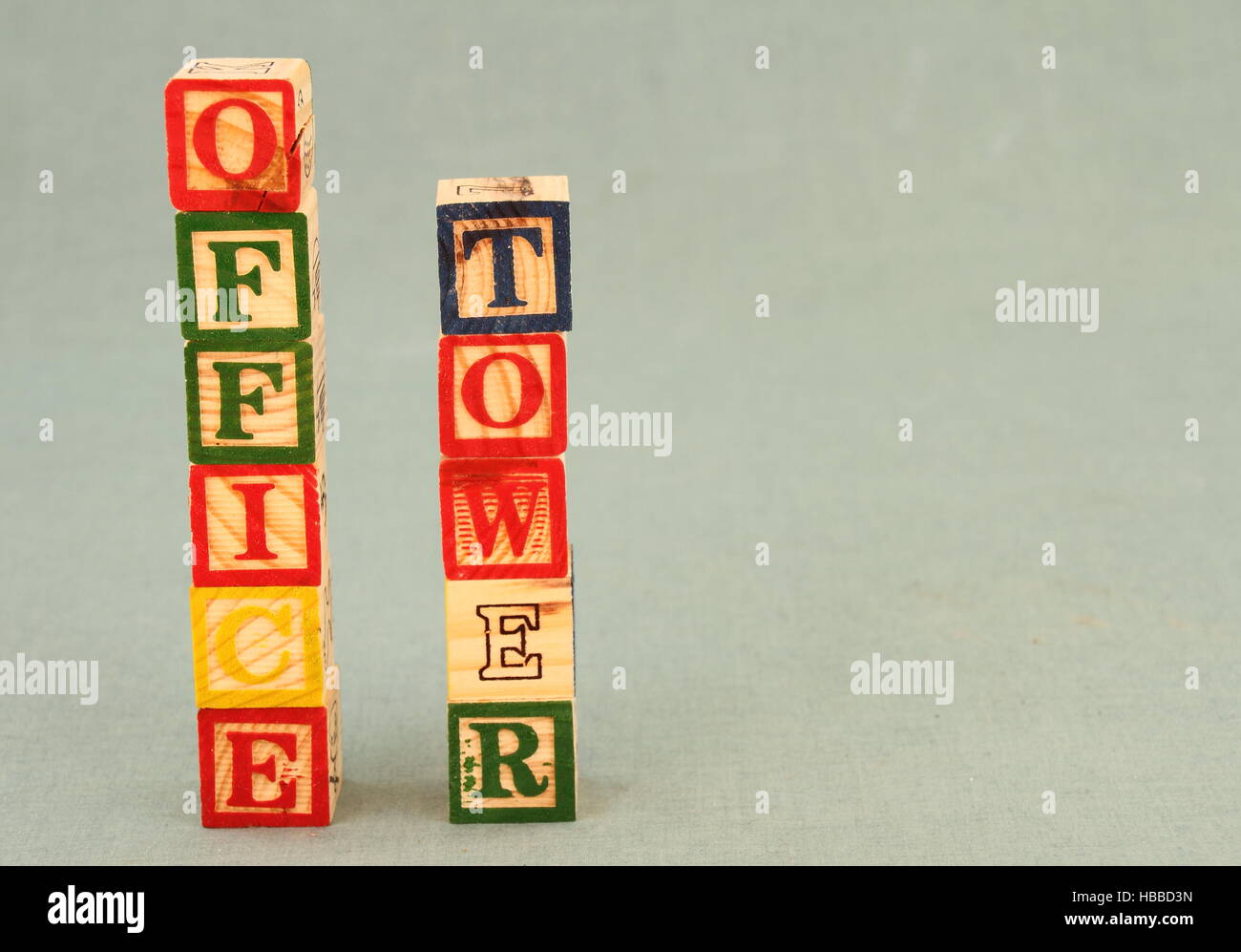 The words office tower visually displayed on a clear background image