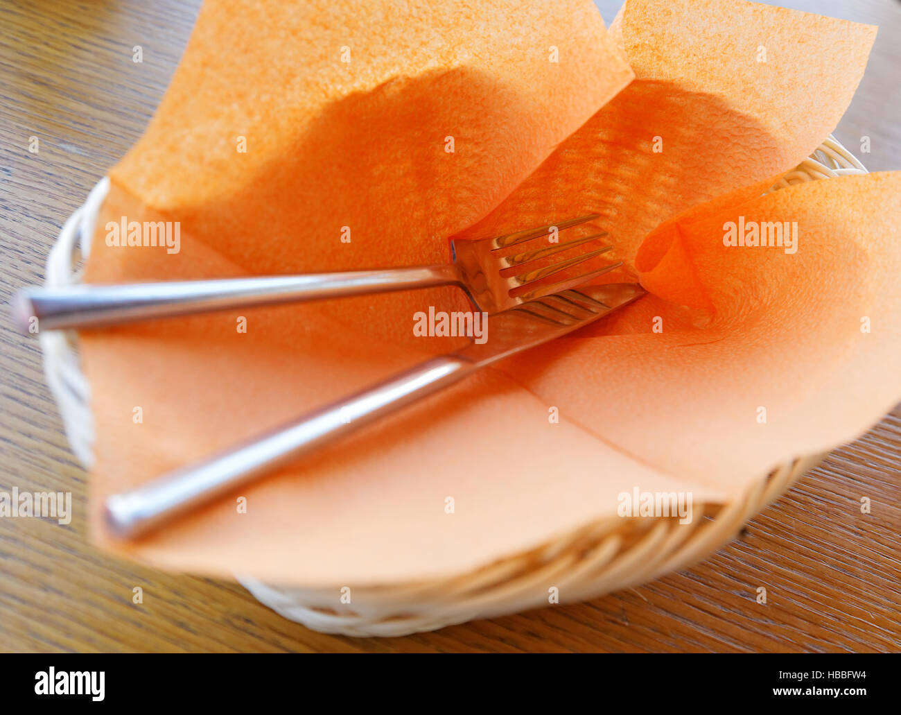 Cutlery basket napkins on table hires stock photography and images Alamy