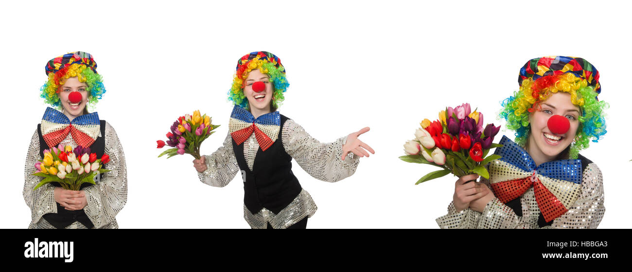 Female clown isolated on white Stock Photo - Alamy