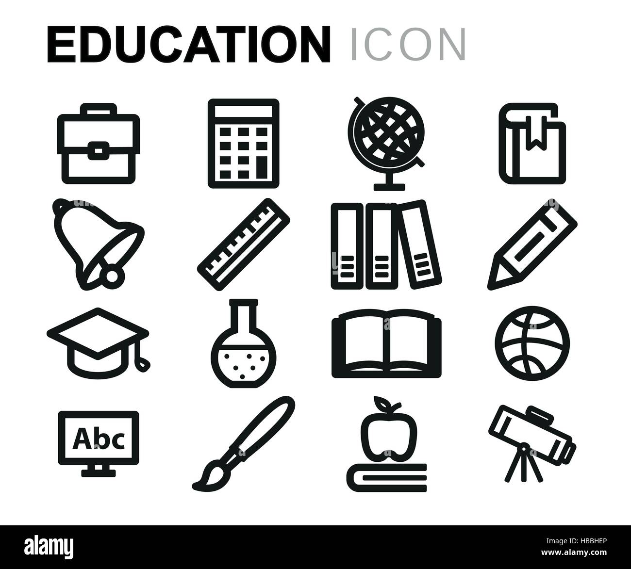 Vector line education icons set Stock Vector Image & Art - Alamy