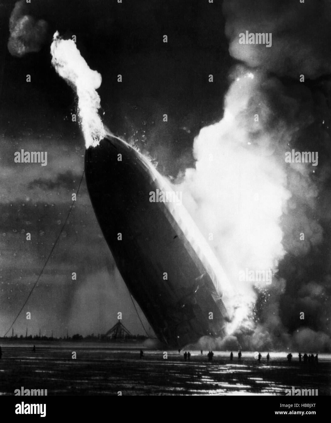 The LZ 129 Hindenburg, crashing into flames, Lakehurst, New Jersey, May