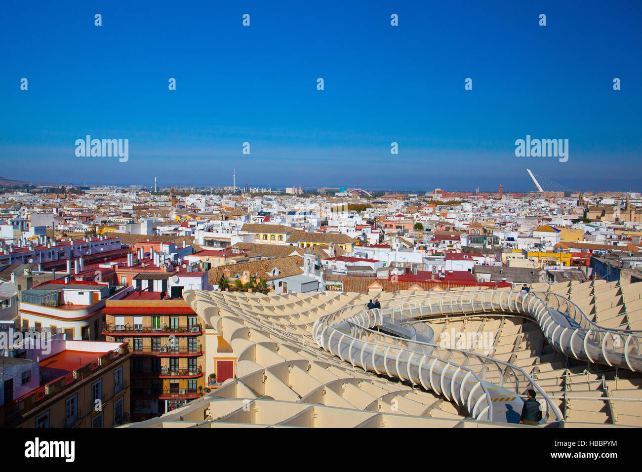 Seville, Spain - November 19,2016: Metropol Parasol is the modern architecture on Plaza de la Encarnacion. Stock Photo