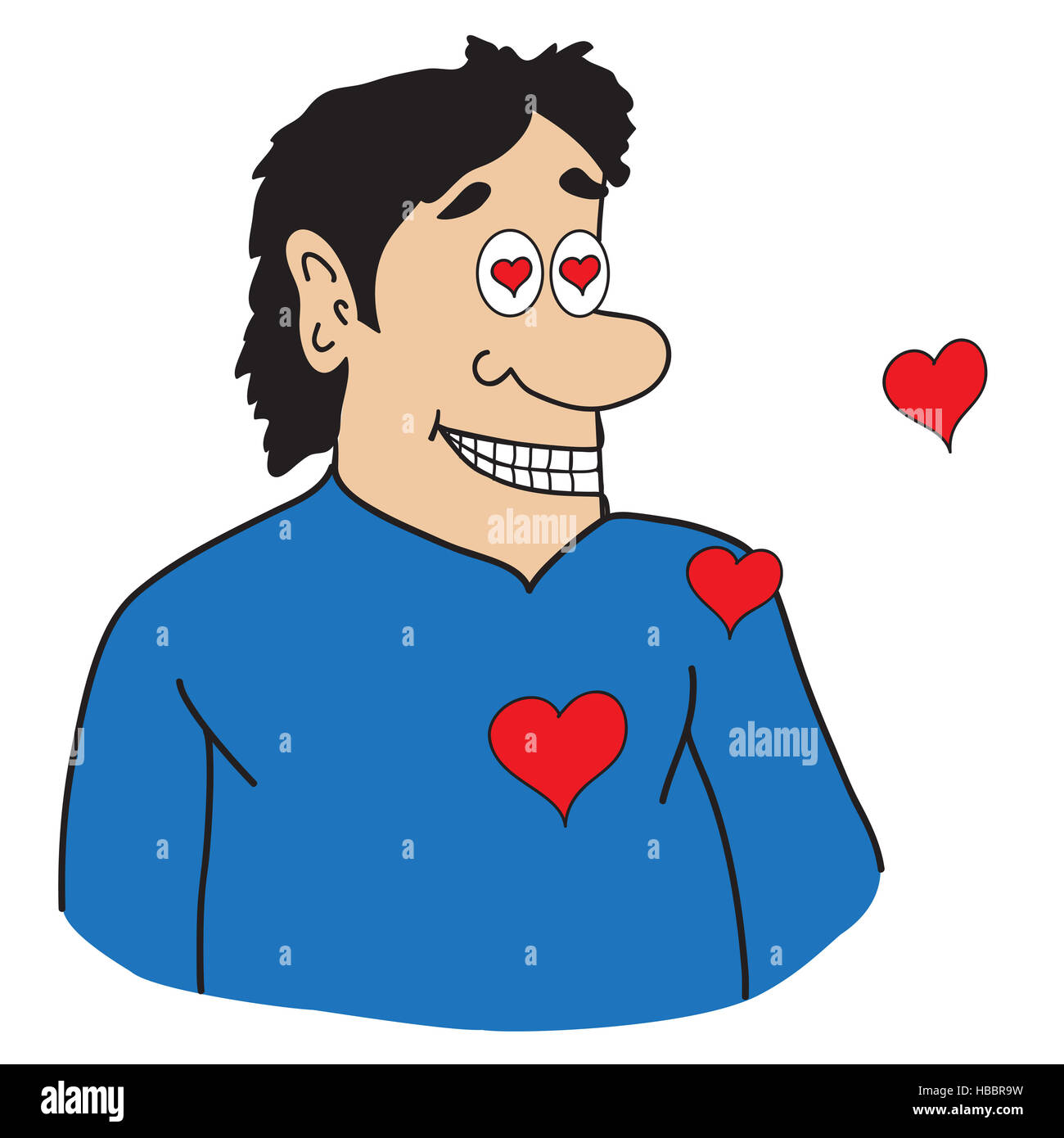 Cartoon man in love Stock Photo
