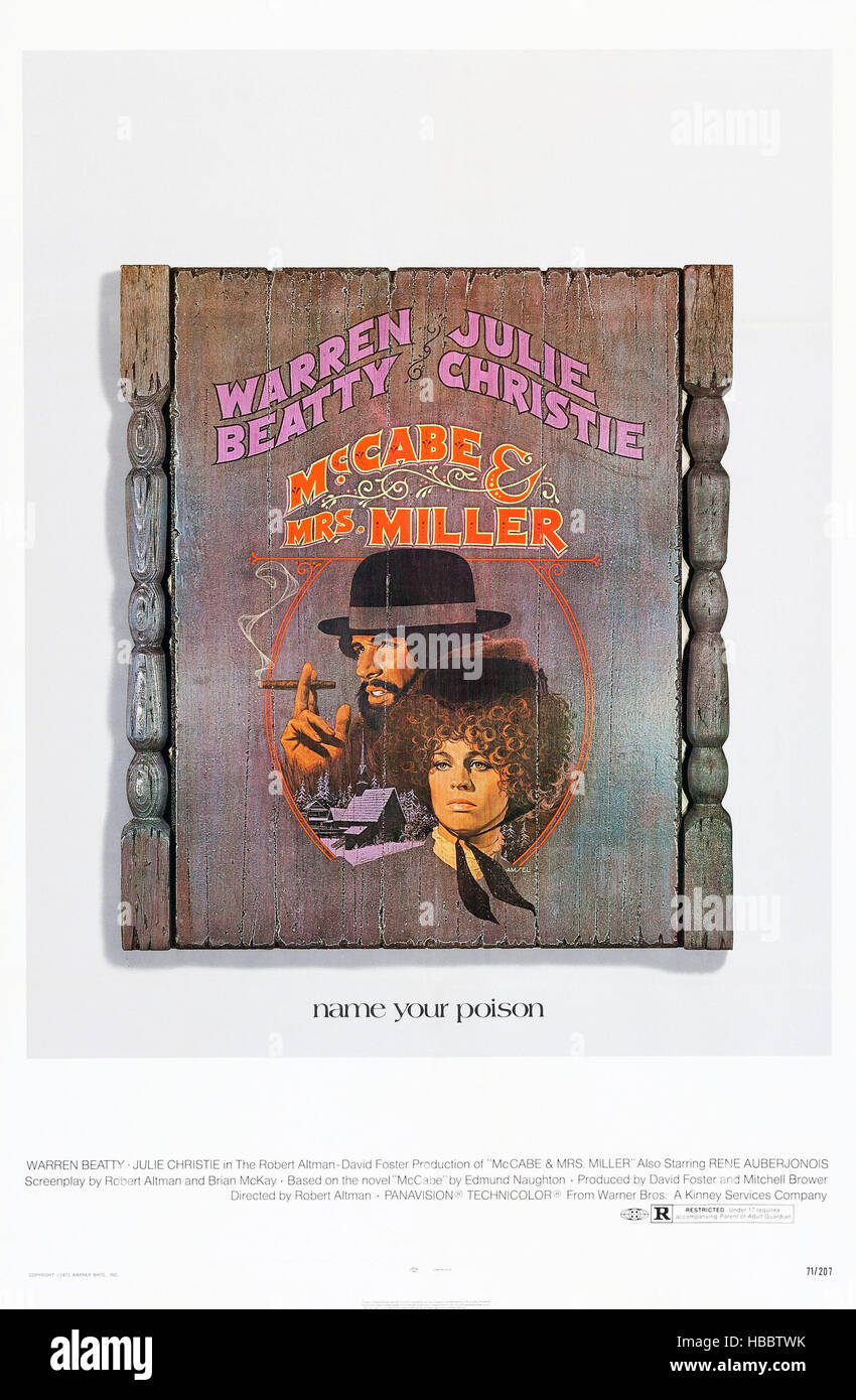 McCABE AND MRS. MILLER, US poster art, from left: Warren Beatty, Julie