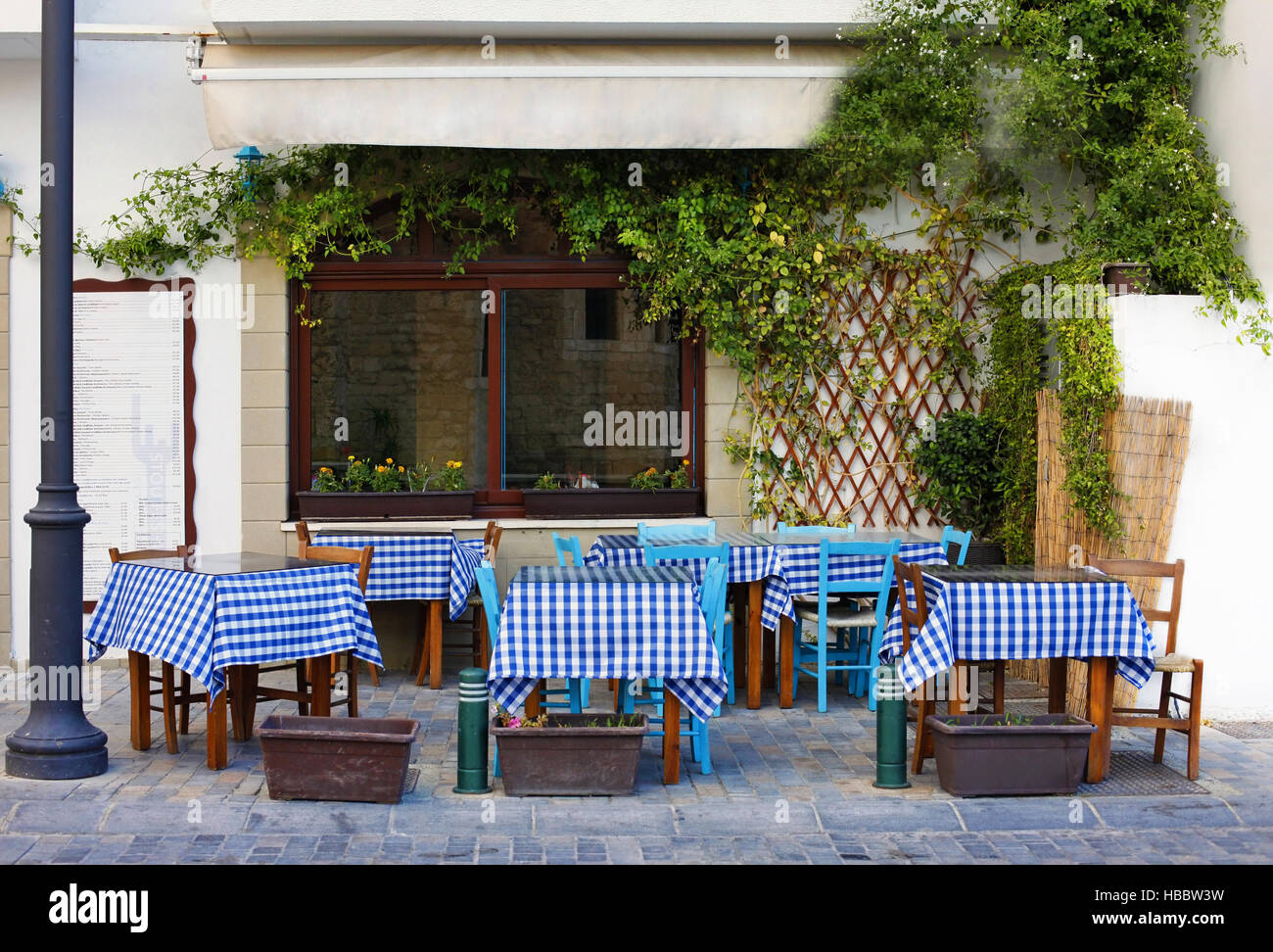 Cafe in Larnaca during Summe Stock Photo