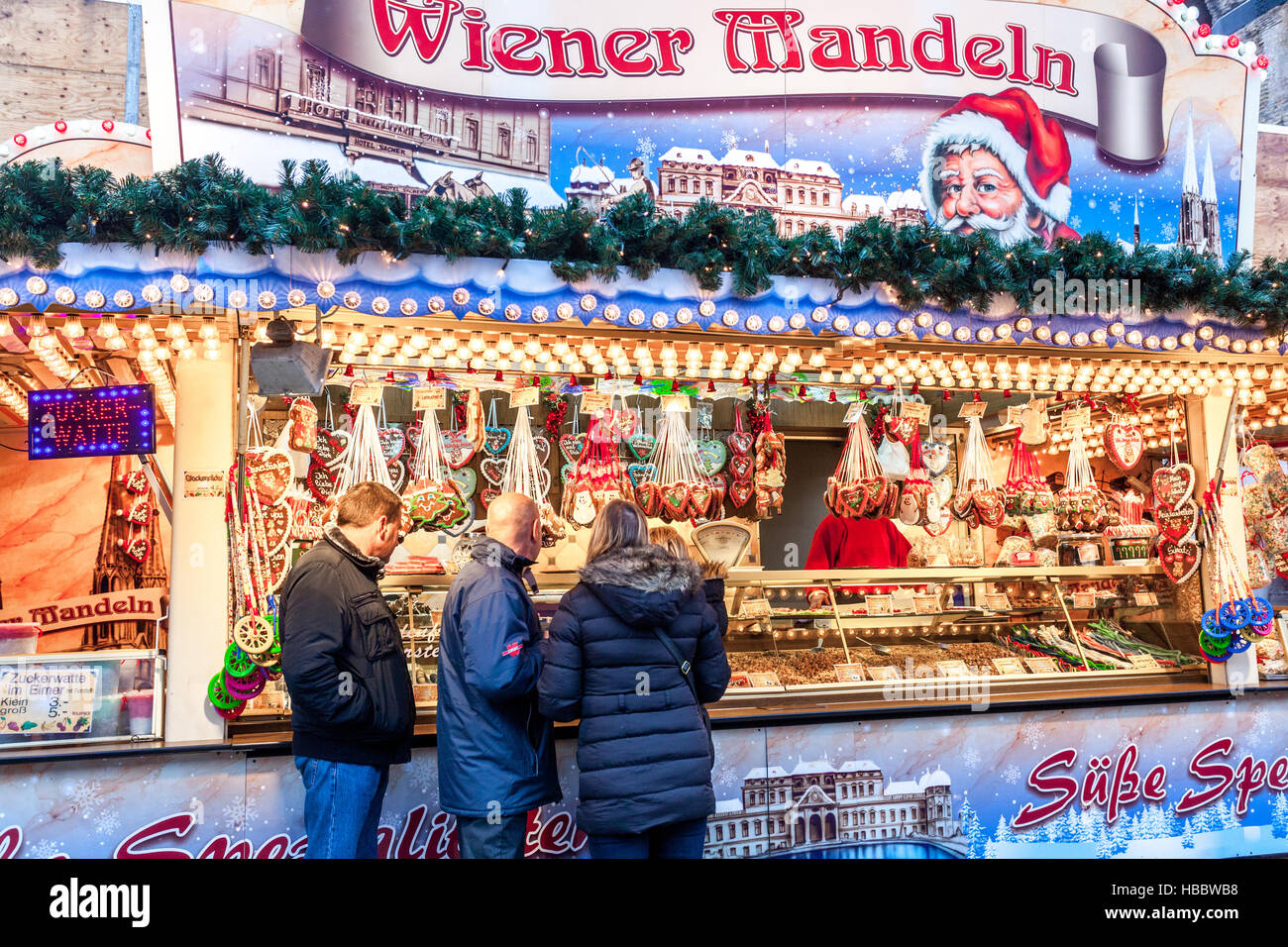 Christmas atmosphere and sales stands at Kurfurstendamm, Breitscheidplatz, Berlin, Germany Stock Photo