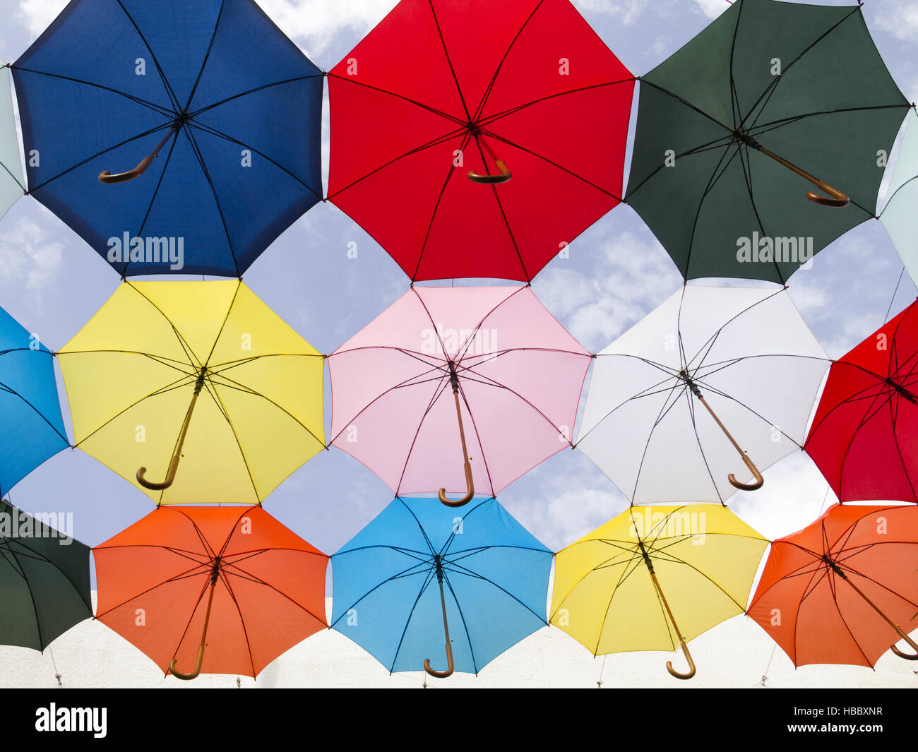 roof of umbrellas Stock Photo