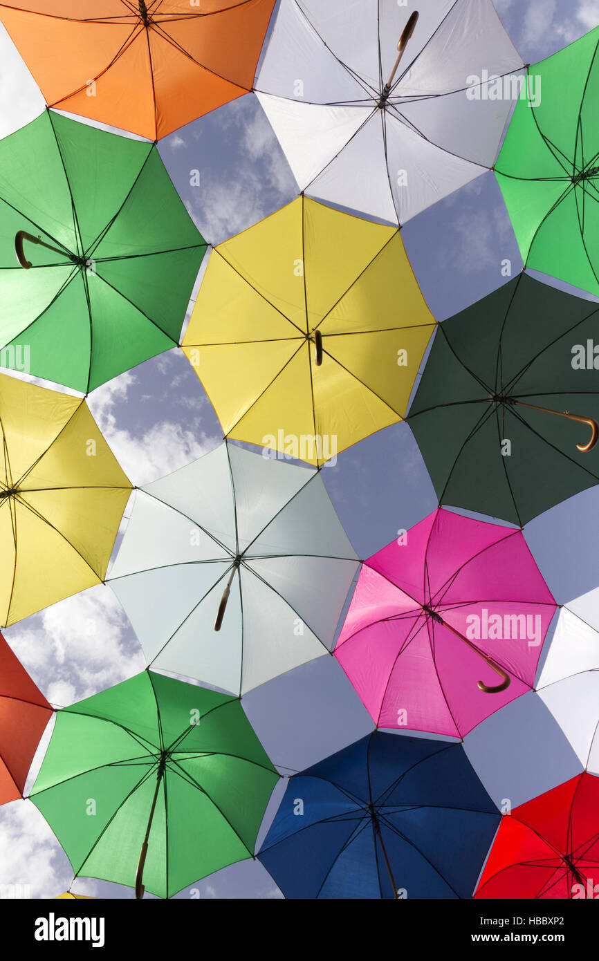 roof of umbrellas Stock Photo
