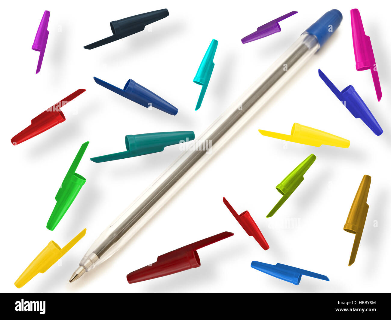 Multi coloured pens row hi-res stock photography and images - Alamy