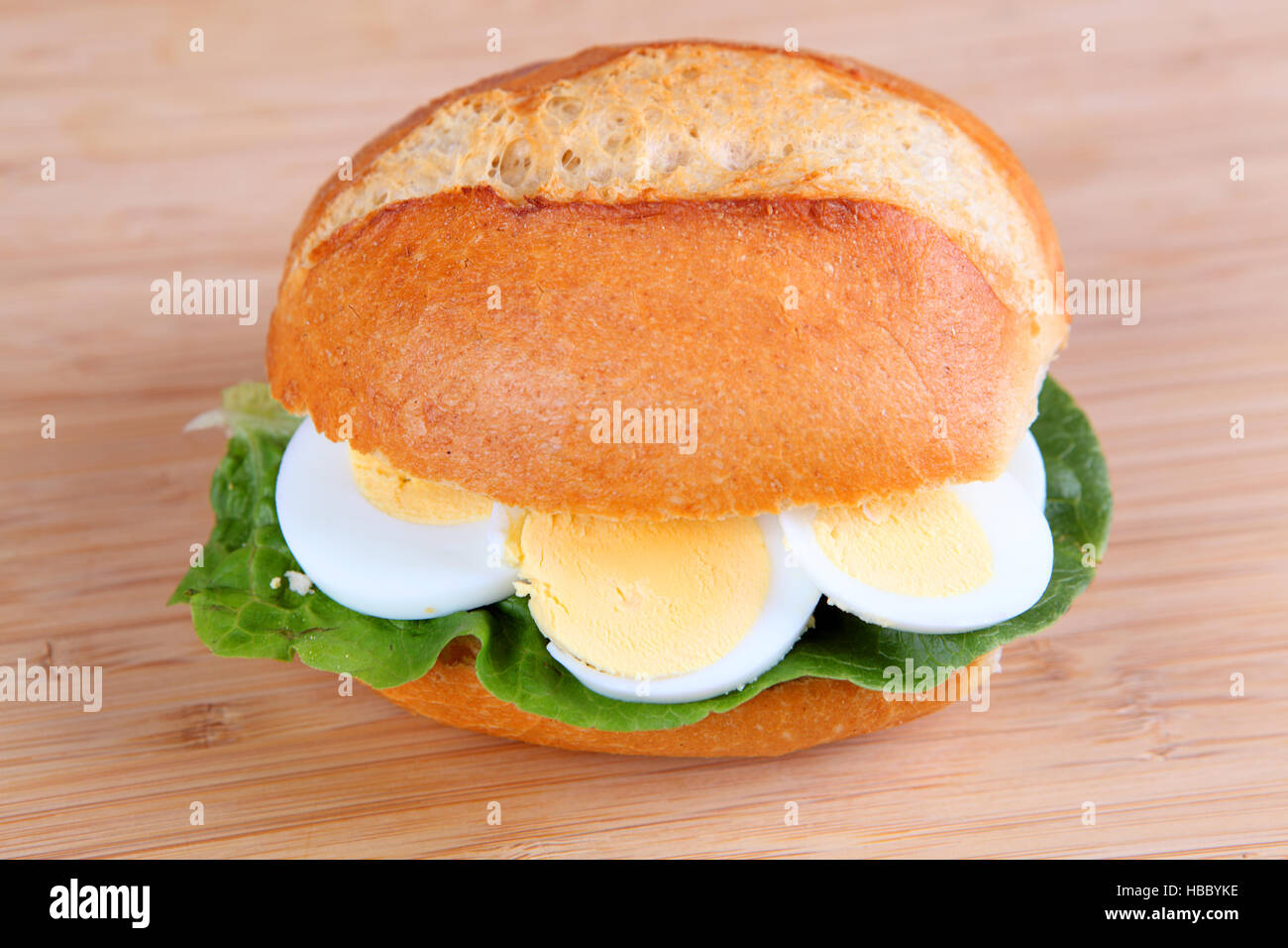 bun with egg Stock Photo