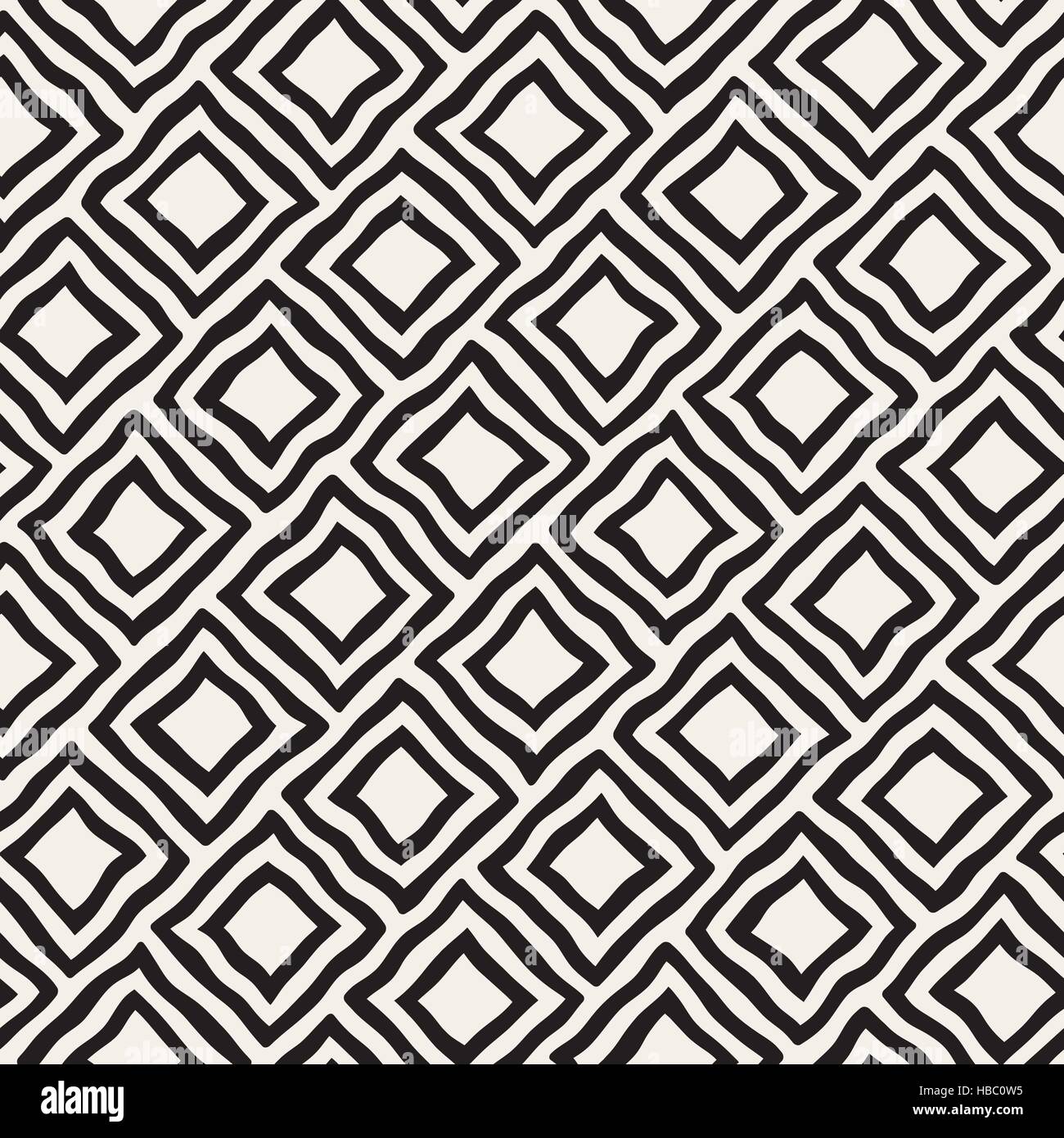 Vector Seamless Black and White Hand Drawn Rhombus Lines Pattern ...
