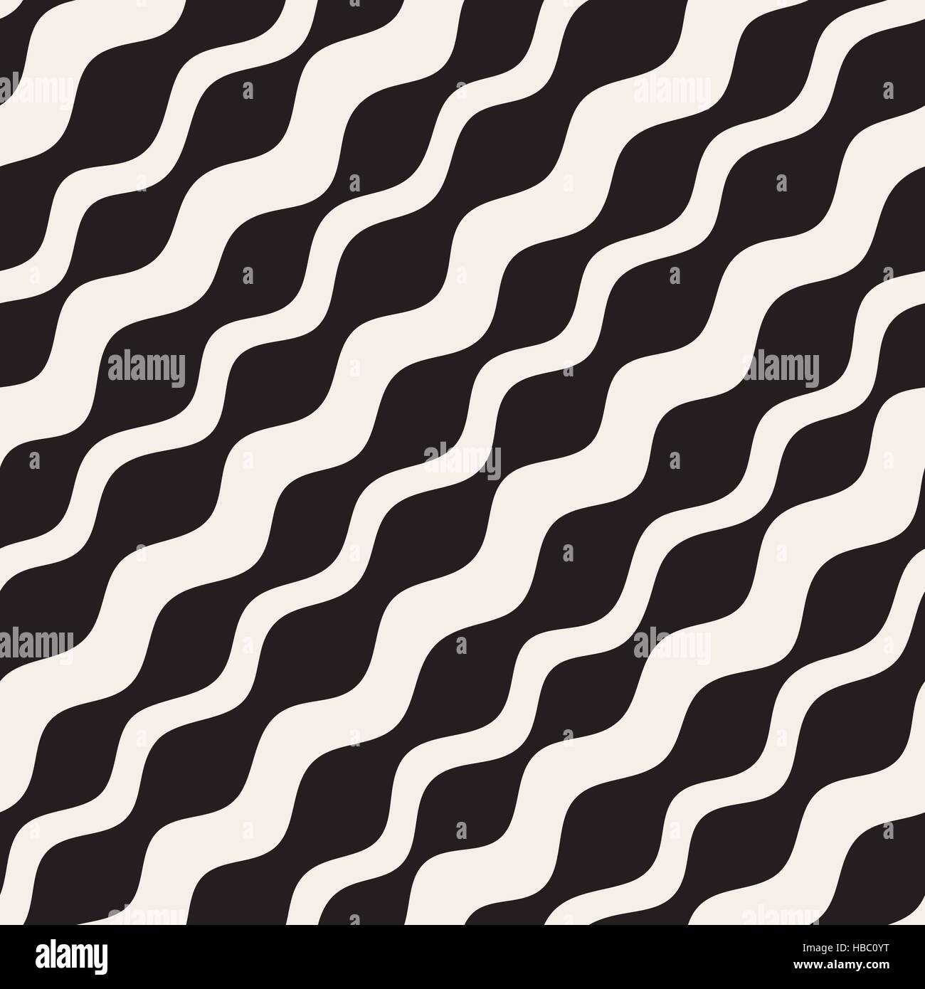 Vector Seamless Black and White Hand Drawn Diagonal Wavy Lines Pattern ...