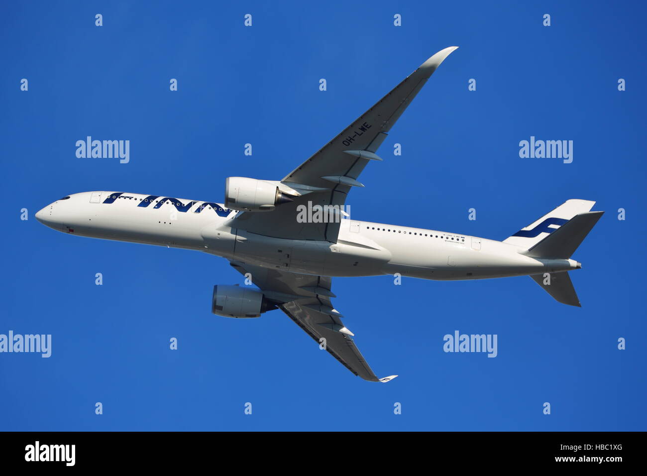 Finnair Airbus A350-900 OH-LWE departing from London Heathrow Airport, UK Stock Photo