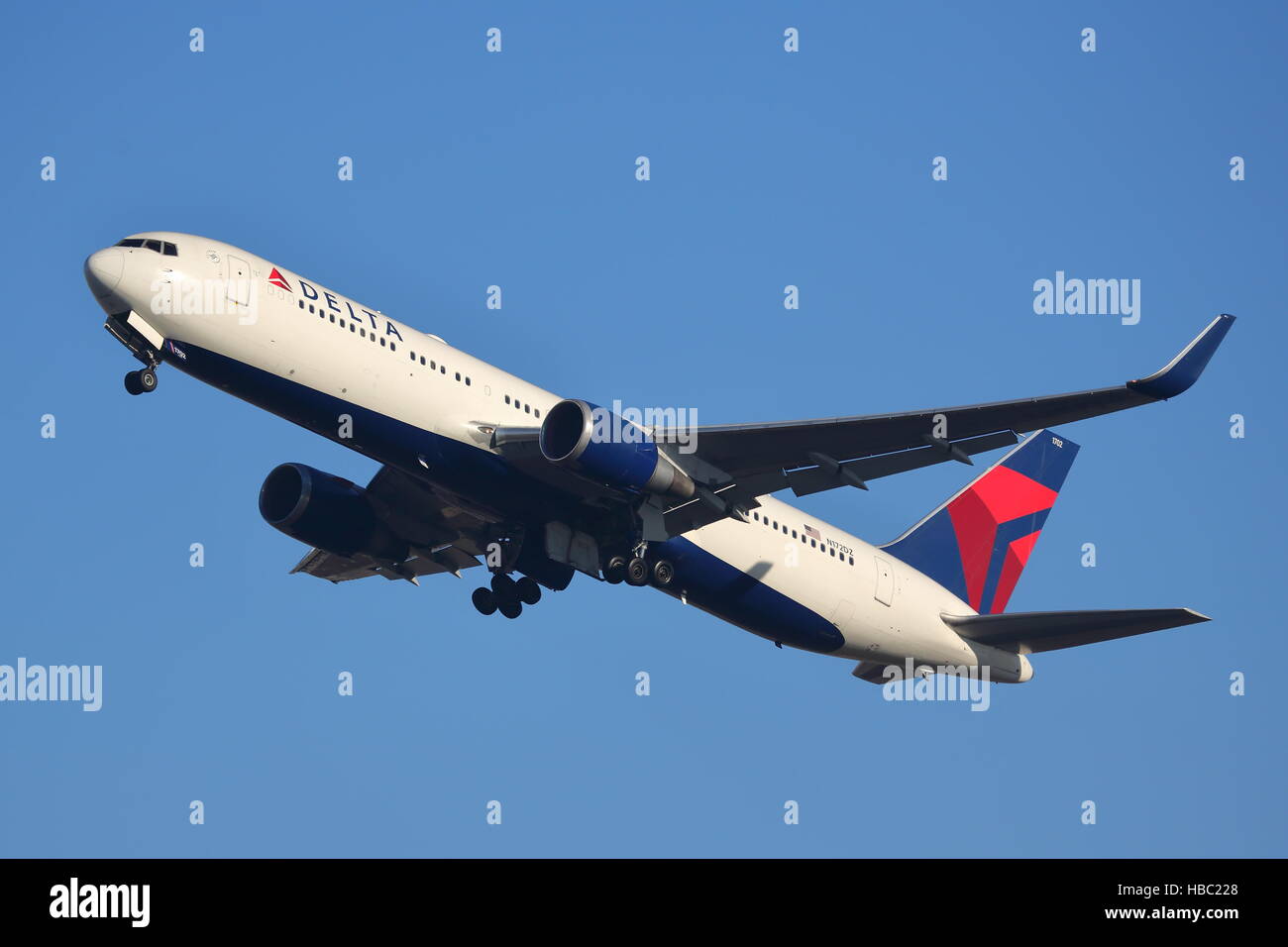 Delta Air Lines Boeing 767-300ER N172DZ departing from London Heathrow Airport, UK Stock Photo