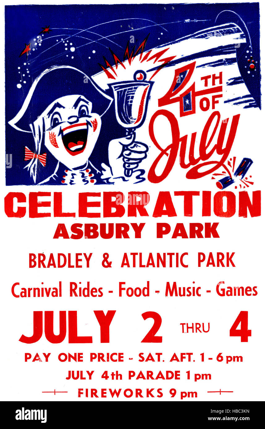 Asbury Park, poster announcing carnival for the Fourth of July, New