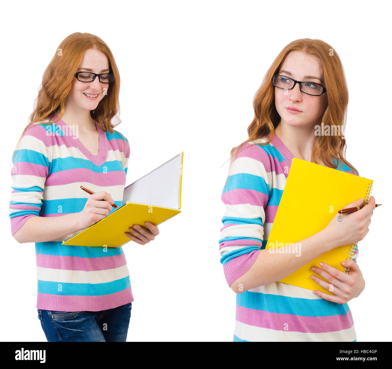 Young student with books isolated on white Stock Photo - Alamy