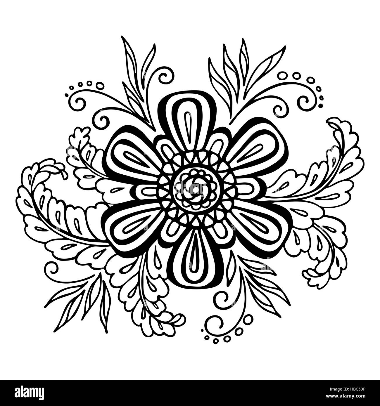 Floral Outline Calligraphic Pattern Stock Photo Alamy