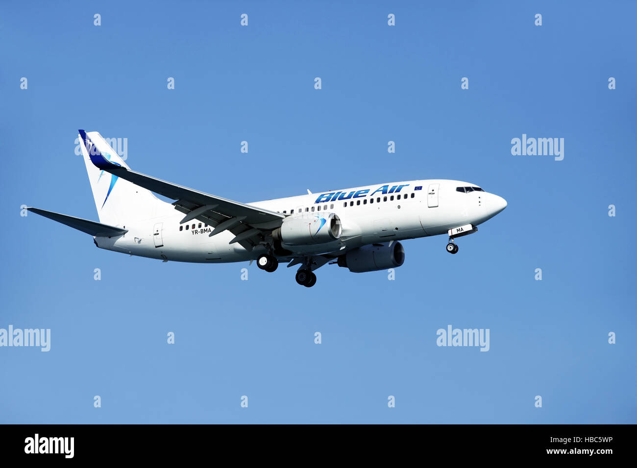 Airbus airline Blue Air in the skies Stock Photo
