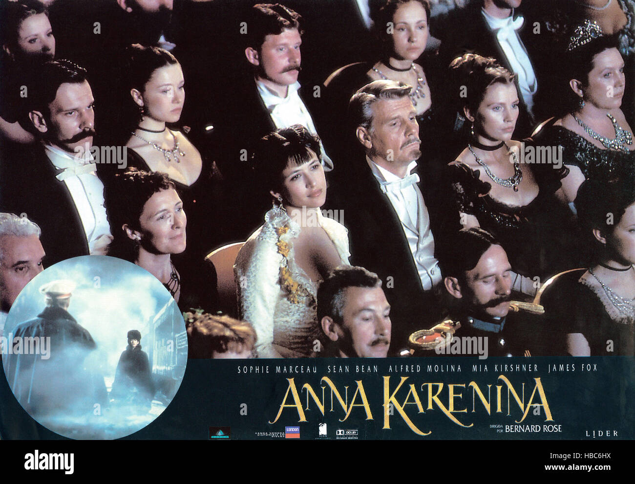 ANNA KARENINA, Sophie Marceau (white dress), James Fox (goatee), 1997