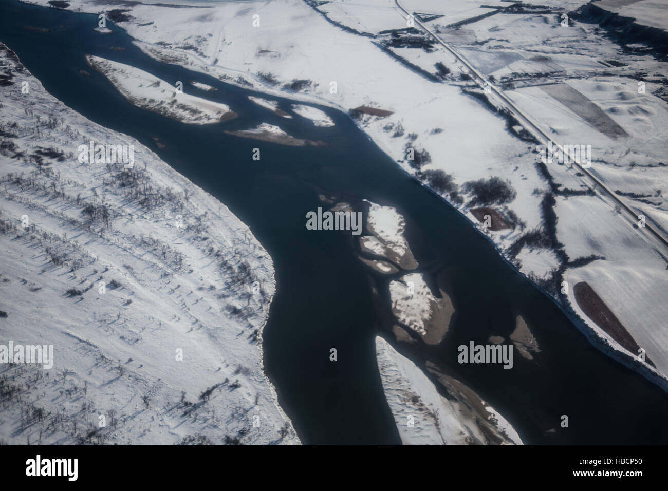 Cannon Ball, North Dakota, USA. 4th Dec, 2016. An aerial view of the